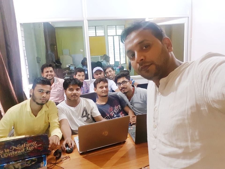 Students participating in a hands-on coding session at CSDT Center in Patna.